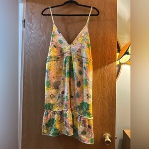Polagram Floral Slip Dress in Yellow, Green, Pink NWOT